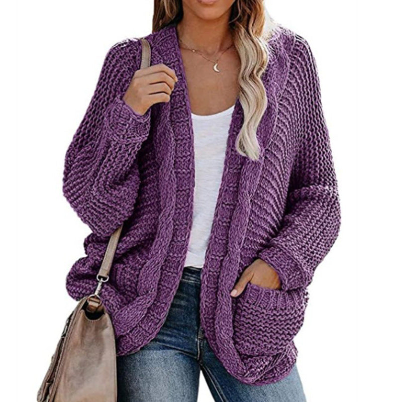 Pull cardigan torsadé