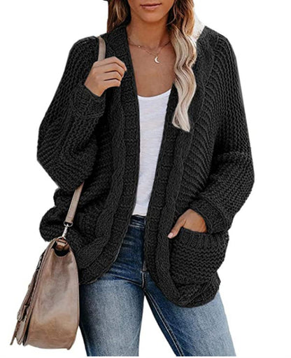 Pull cardigan torsadé