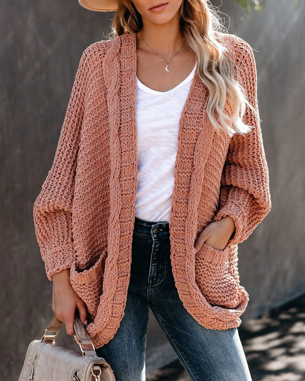 Pull cardigan torsadé