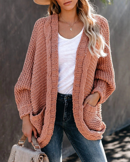 Pull cardigan torsadé